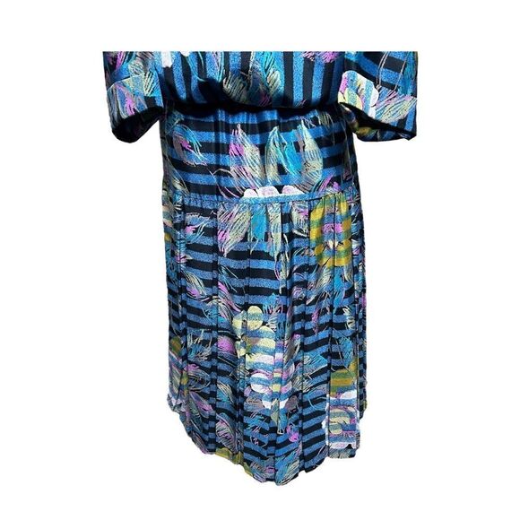 VINTAGE Janet MIDI Dress Cinched Empire Waist Silky Lightweight Sleeves - Picture 5 of 7